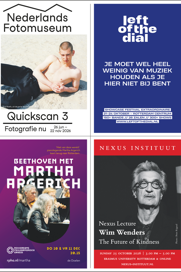 Kunstbode oktober 2026 – volledige achterpagina met vier advertenties
